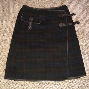 PRENDANG REAL LEATHER TRIM WRAP lined super soft wool skirt badazz